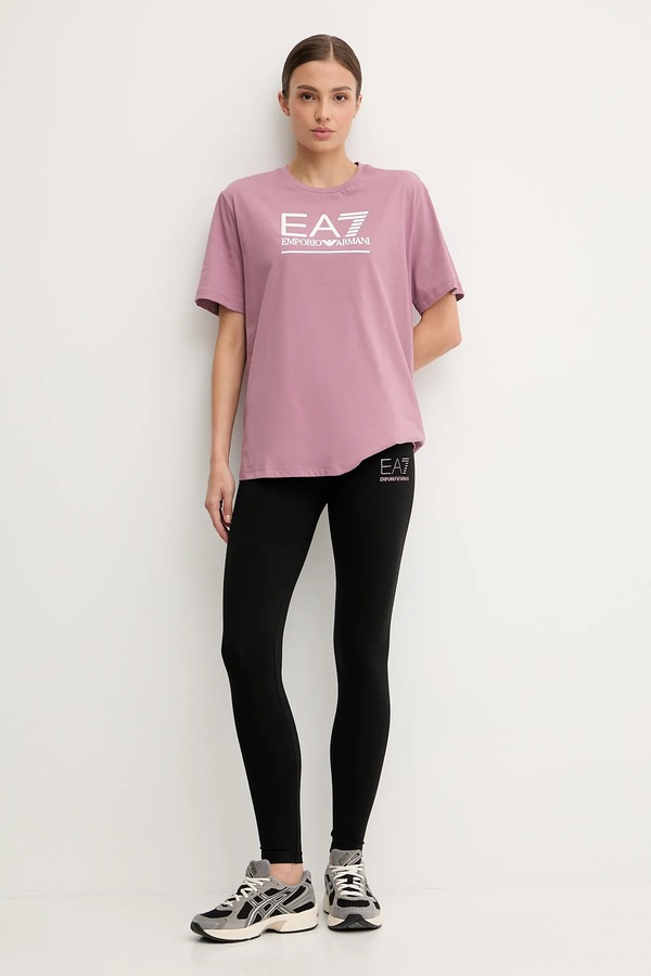 Бавовняна футболка EA7 Emporio Armani колір рожевий фото 2