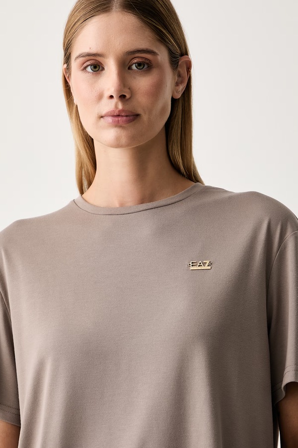 Футболка жіноча з віскозою EA7 Emporio Armani колір коричневий фото 4