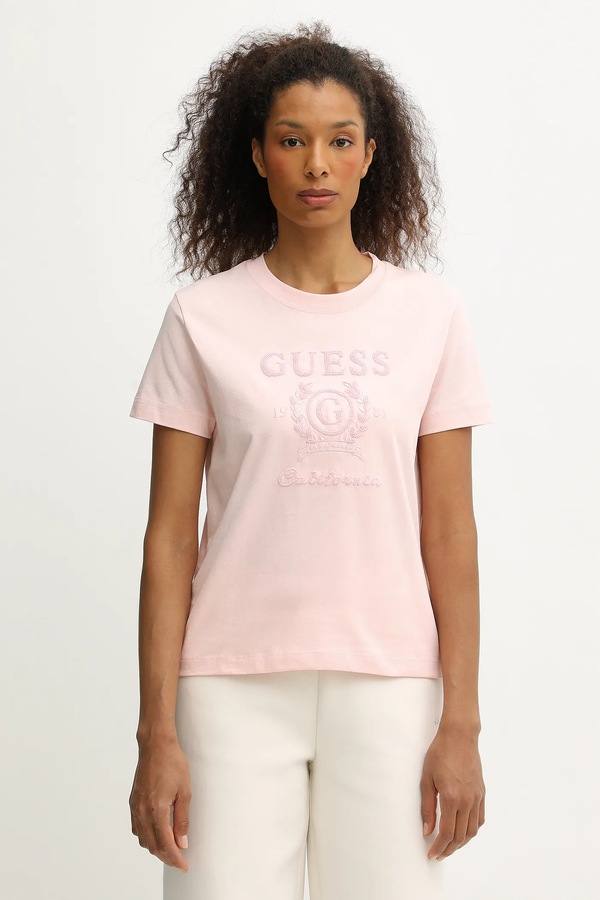 Бавовняна футболка Guess MENA колір помаранчевий