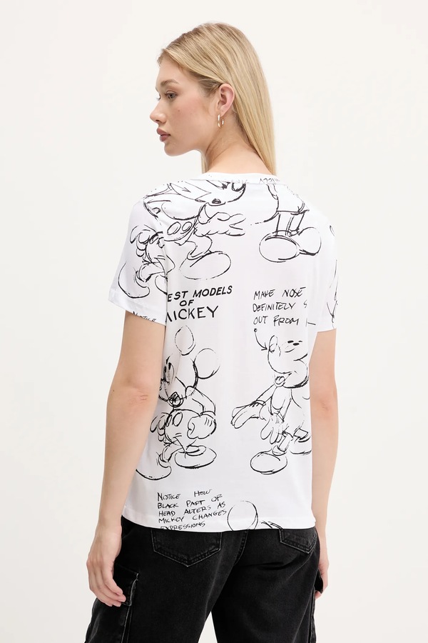 Бавовняна футболка Desigual MICKEY SKETCH колір білий фото 2