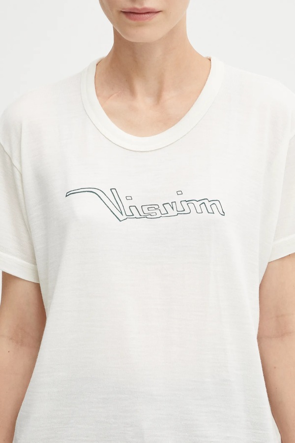 Вовняна футболка Visvim carree tee s/s колір бежевий фото 4