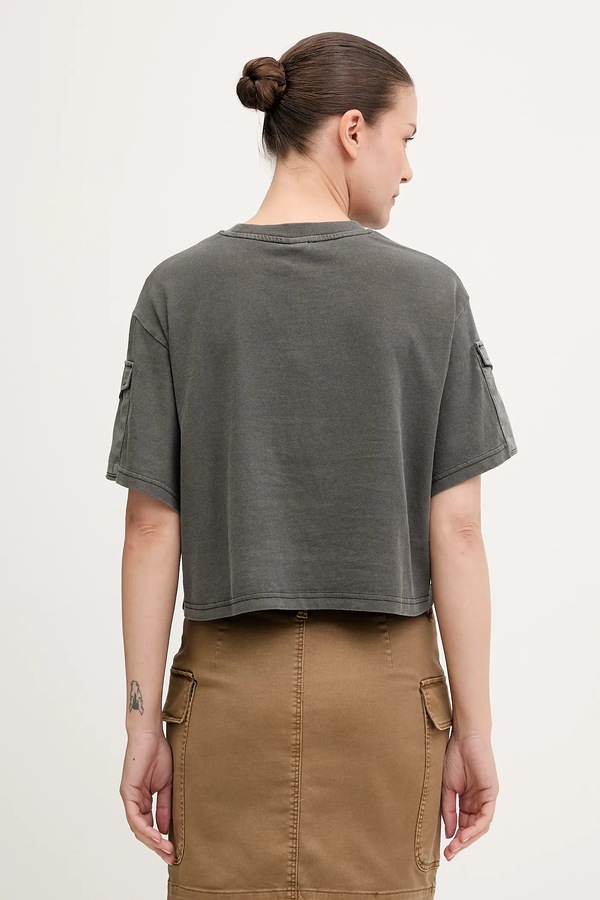 Хлопковая футболка G-Star Washed mix boxy cropped цвет серый фото 2