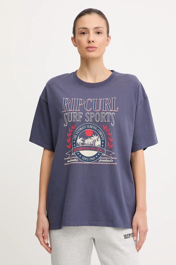 Бавовняна футболка Rip Curl SURF DEPT. HERITAGE колір синій