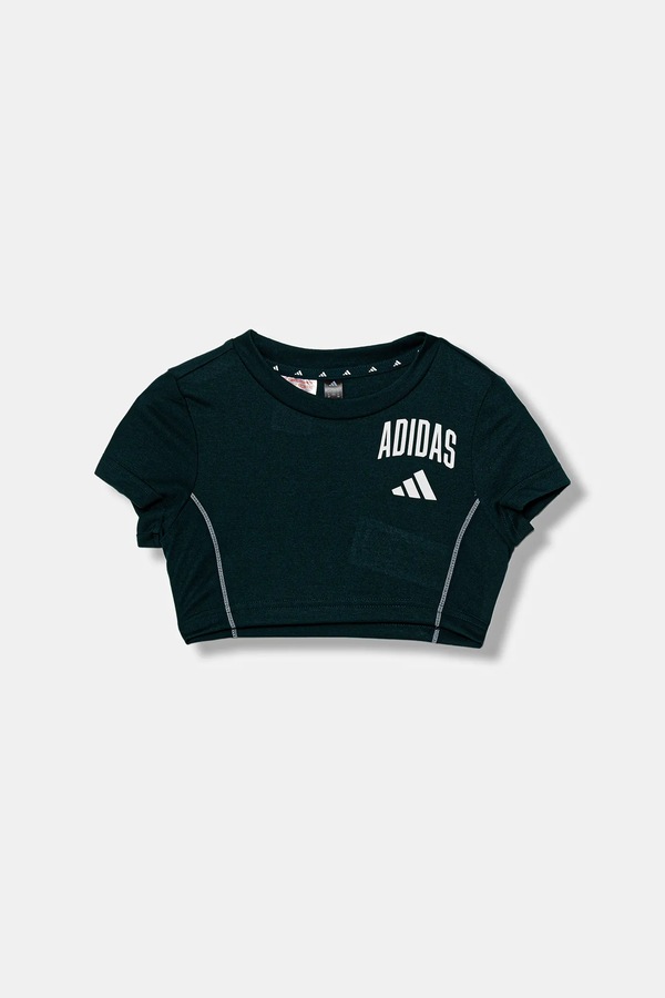 Детская хлопковая футболка adidas цвет зеленый