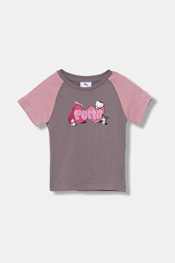 Дитяча бавовняна футболка Puma X HELLO KITTY & FRIENDS Slim Tee колір фіолетовий