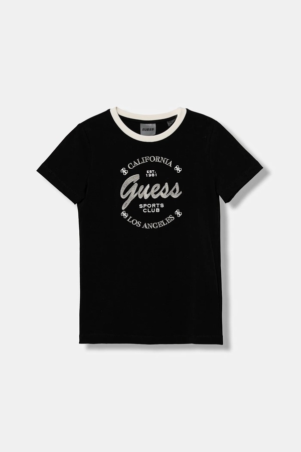 Дитяча футболка Guess колір чорний