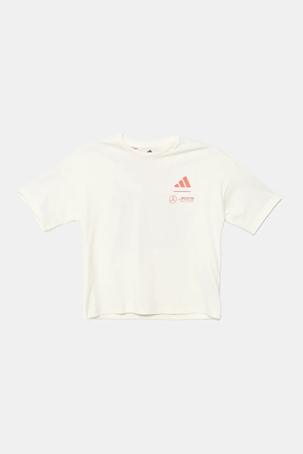 Детская хлопковая футболка adidas Performance MERCEDES цвет бежевый