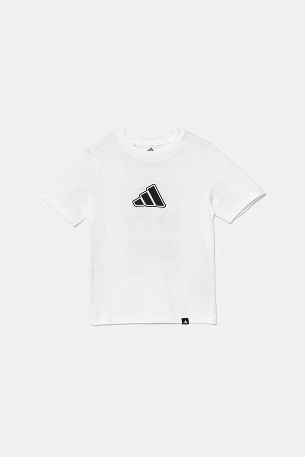 Дитяча бавовняна футболка adidas колір білий фото 2