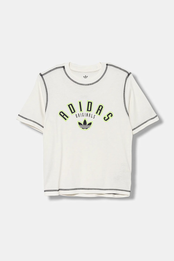 Дитяча бавовняна футболка adidas Originals колір бежевий
