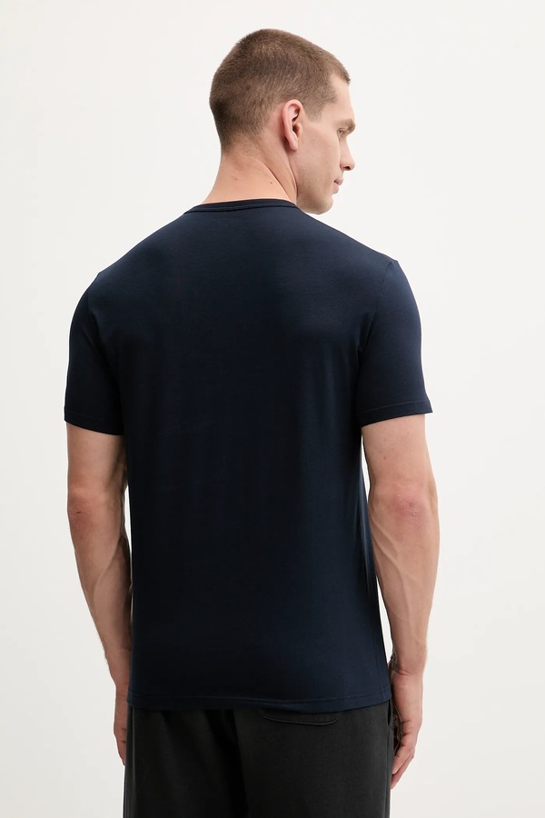 Футболка basic чоловіча бавовняна з еластаном 2 шт. Emporio Armani Underwear колір темно-синій фото 2
