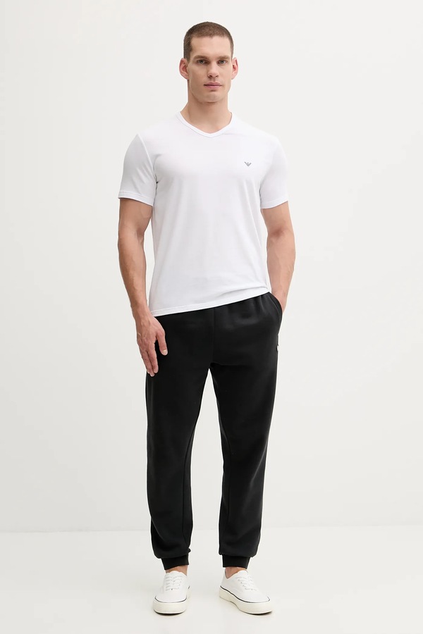 Футболка basic чоловіча бавовняна з еластаном Emporio Armani Underwear 2-pack колір білий