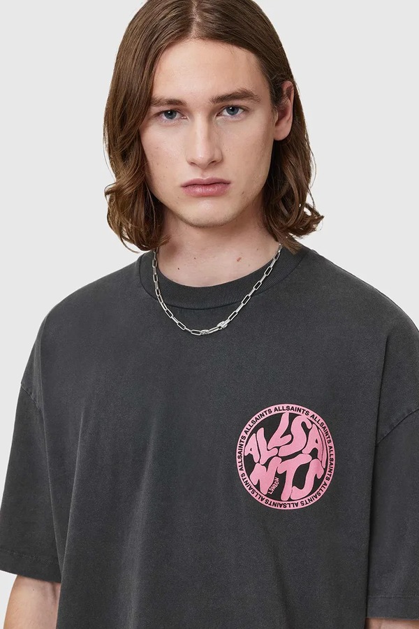 Бавовняна футболка AllSaints DISTORTION колір сірий фото 3