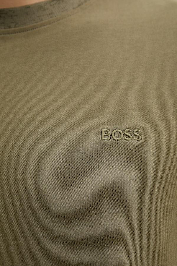 Бавовняна футболка BOSS Orange Te_Tirecollar колір зелений фото 4