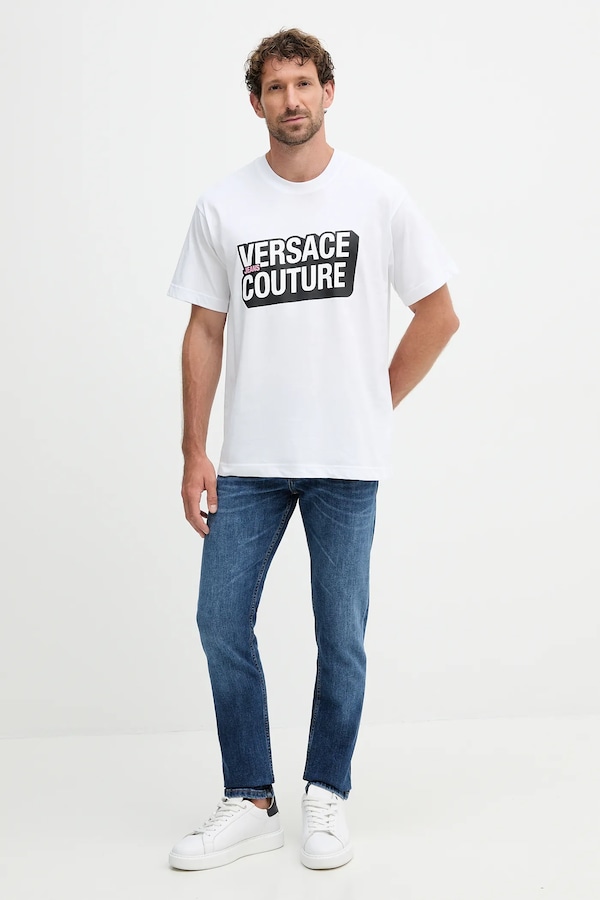 Хлопковая футболка Versace Jeans Couture цвет белый