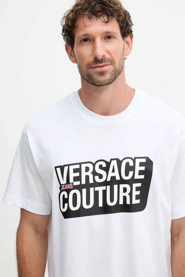 Бавовняна футболка Versace Jeans Couture колір білий фото 4