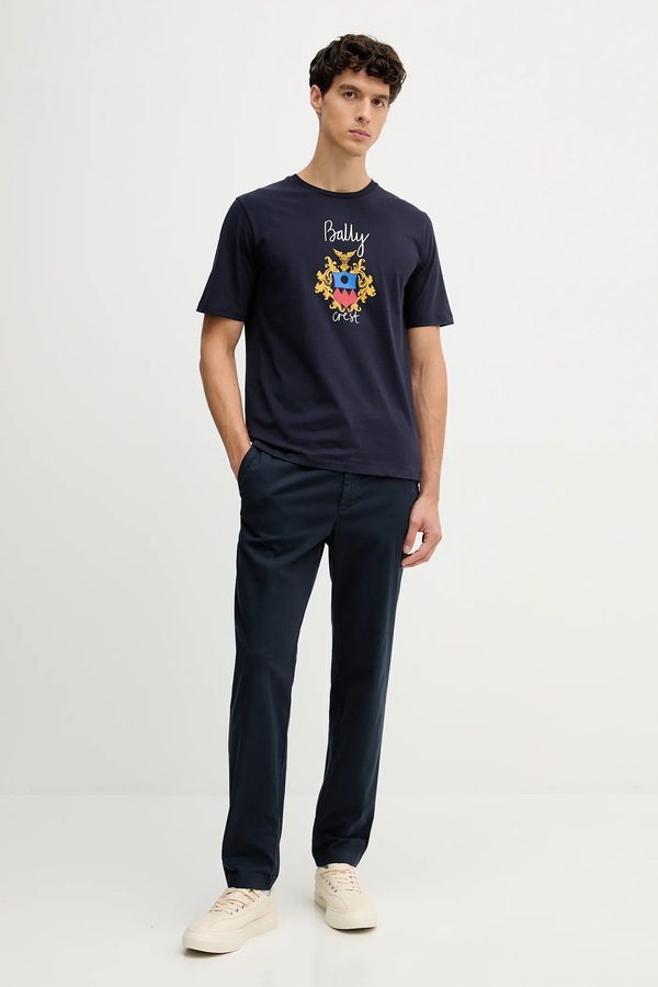 Бавовняна футболка Bally колір синій фото 2