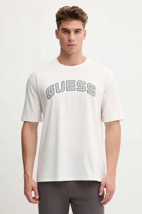 Бавовняна футболка Guess SHINGO колір білий