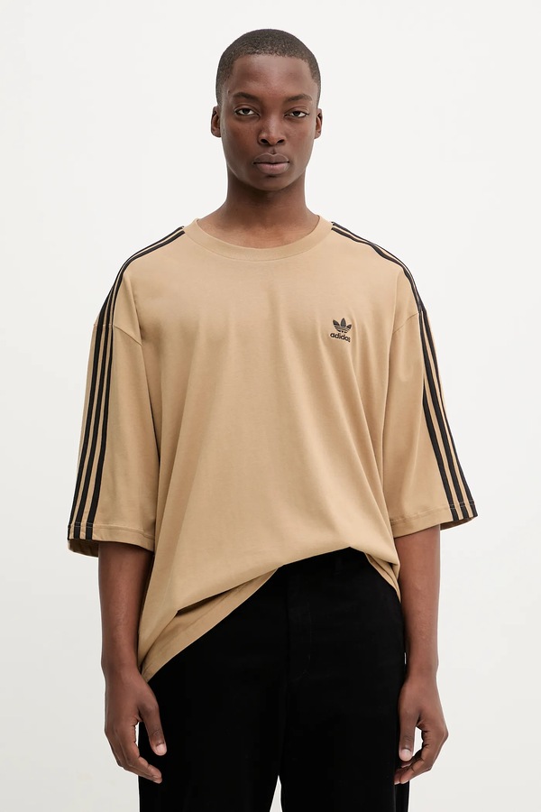 Бавовняна футболка adidas Originals Oversize Tee колір зелений