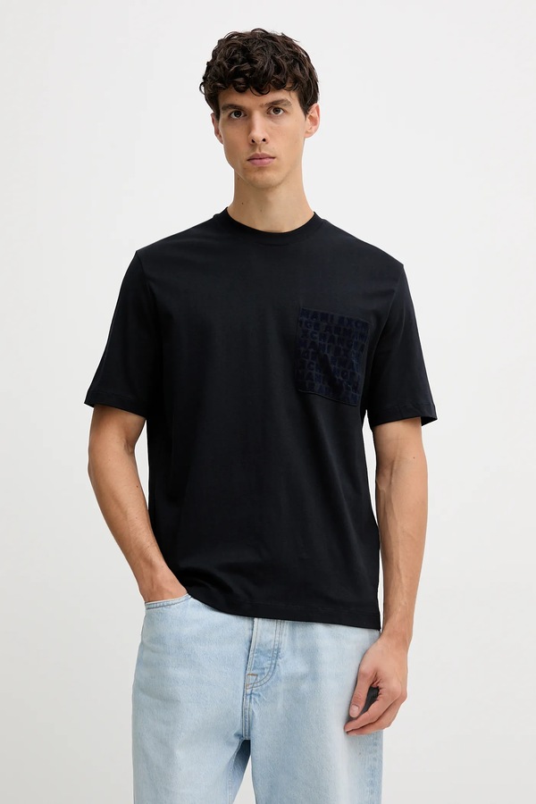 Бавовняна футболка Armani Exchange колір синій