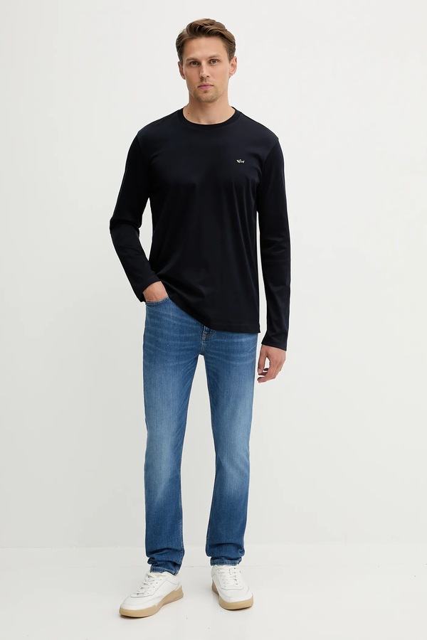 Бавовняний лонгслів Paul&Shark Knitwear колір синій