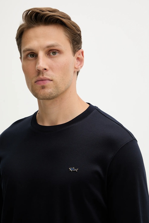 Бавовняний лонгслів Paul&Shark Knitwear колір синій фото 4