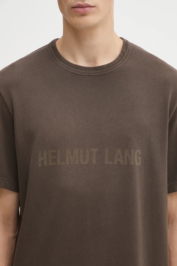 Бавовняна футболка Helmut Lang колір коричневий фото 4