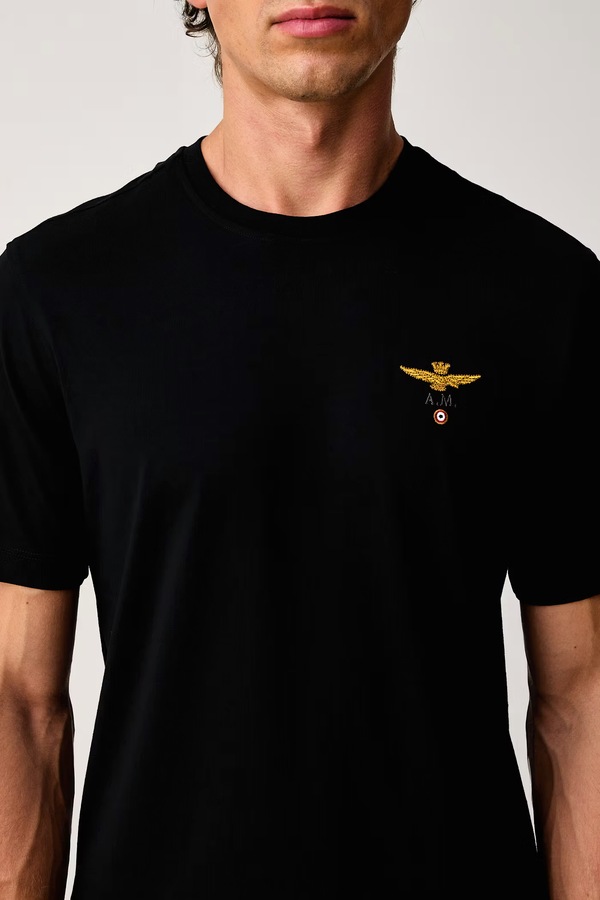 Футболка чоловіча бавовняна Aeronautica Militare колір чорний фото 4