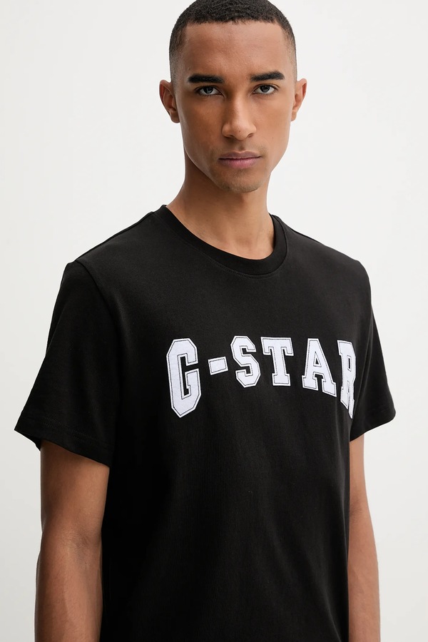 Бавовняна футболка G-Star Felt logo колір чорний фото 4
