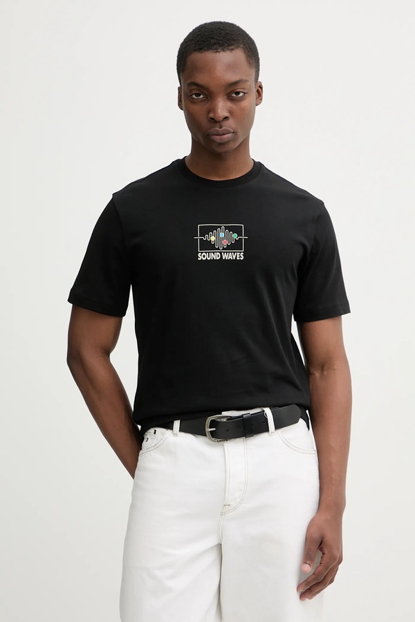 Хлопковая футболка United Colors of Benetton цвет черный фото 2