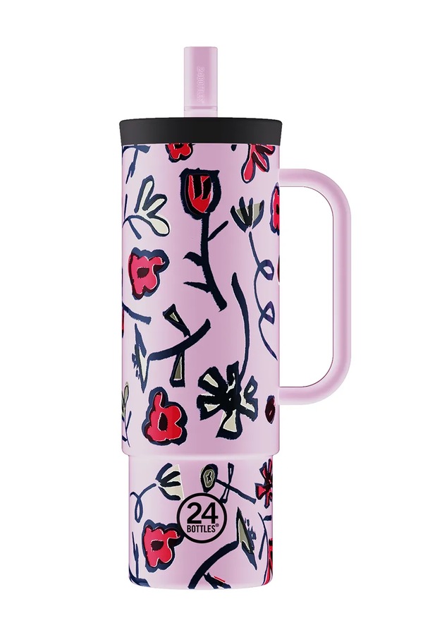 Термокружка із соломинкою 24bottles Straw Cup 800 ml колір рожевий