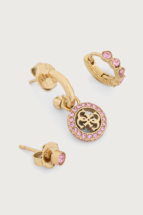 Комплект сережок жіночий з нержавіючої сталі CRYSTAL LOVE 3 шт. Guess колір золотий