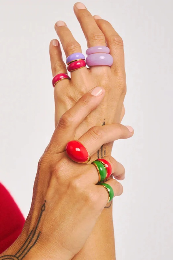 Каблучка жіноча позолочена срібна з емалею BERRIES Viva Green Apple Mini Ring фото 2