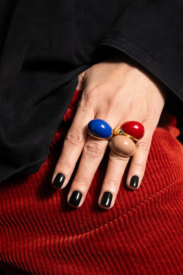 Каблучка жіноча позолочена срібна з емалею BERRIES Viva Blueberry XL Ring фото 2