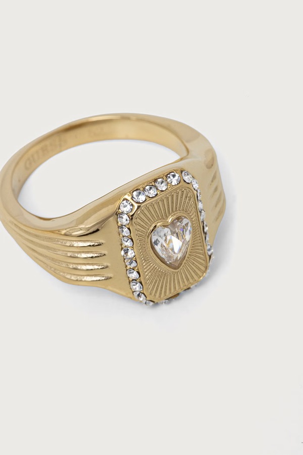 Каблучка жіноча з цирконієм Guess CRYSTAL LOVE колір золотий