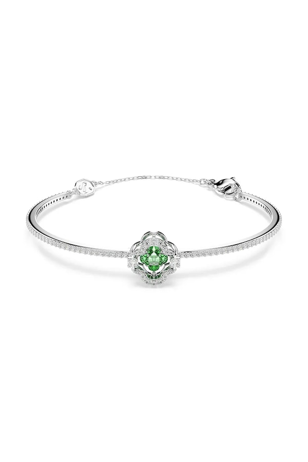 Браслет женский металлический с цирконием Swarovski UNA цвет зеленый
