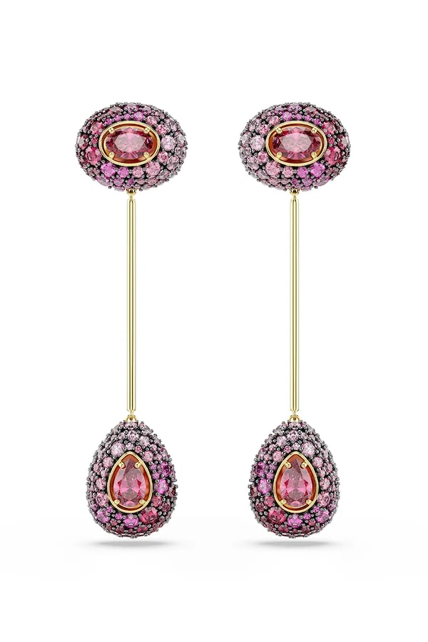 Сережки жіночі позолочені з цирконієм Swarovski SUBLIMA колір рожевий