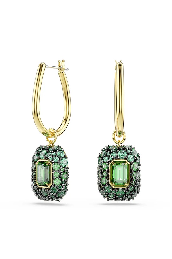Сережки жіночі позолочені з цирконієм Swarovski SUBLIMA колір зелений