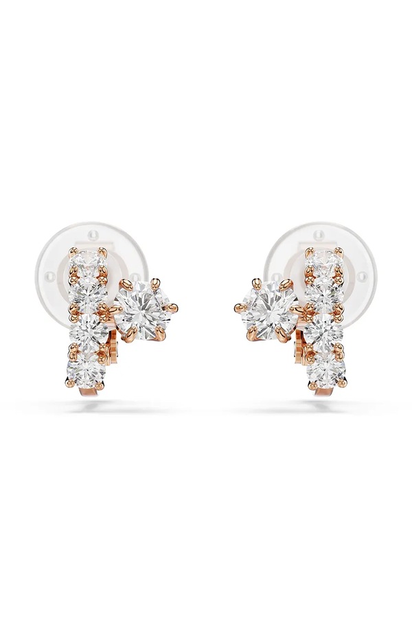 Кліпси жіночі позолочені з цирконієм Swarovski MATRIX