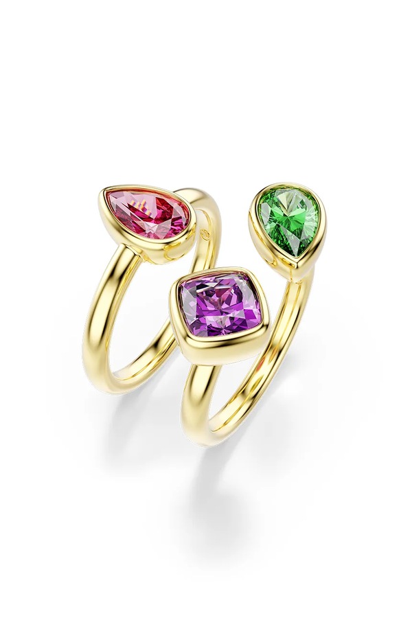 Каблучка жіноча позолочена з цирконієм Swarovski IMBER колір барвистий фото 2