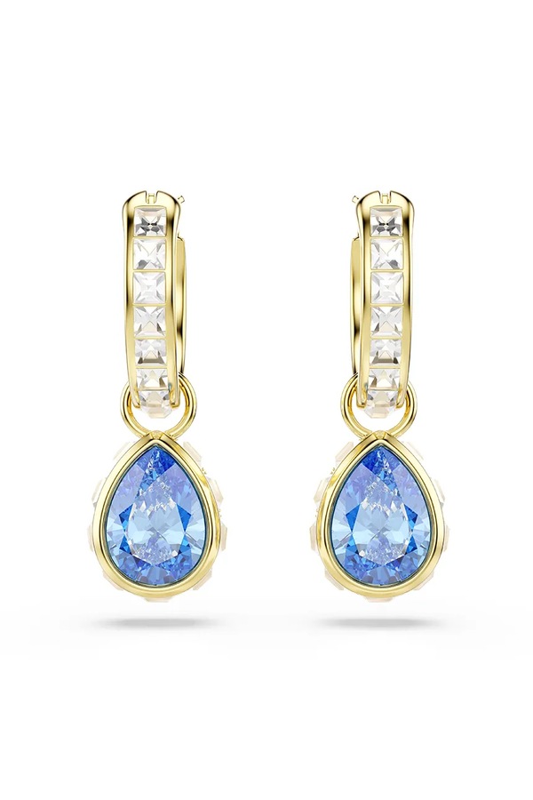 Сережки жіночі позолочені з цирконієм Swarovski CHROMA колір блакитний