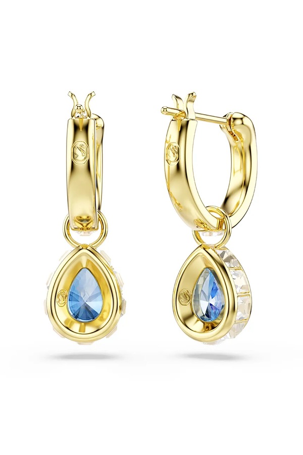 Сережки жіночі позолочені з цирконієм Swarovski CHROMA колір блакитний фото 2