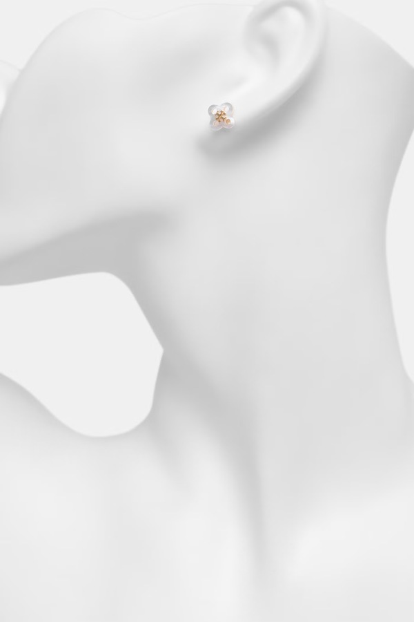 Серьги женские позолоченные с перламутром Tory Burch ForgetMe цвет белый