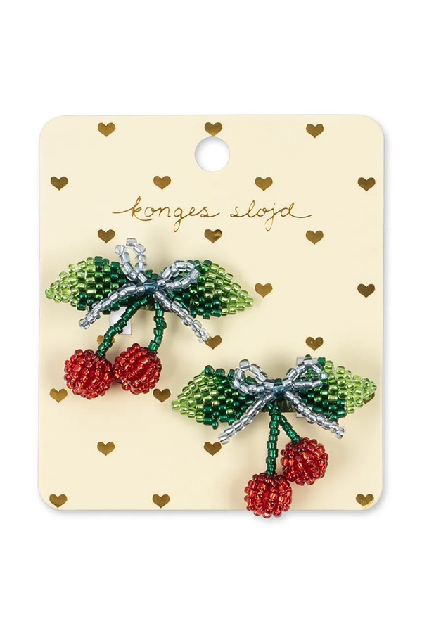 Шпильки для волосся дитячі Konges Sløjd 2 PACK BEADED CHERRY BOW HAIR CLIP