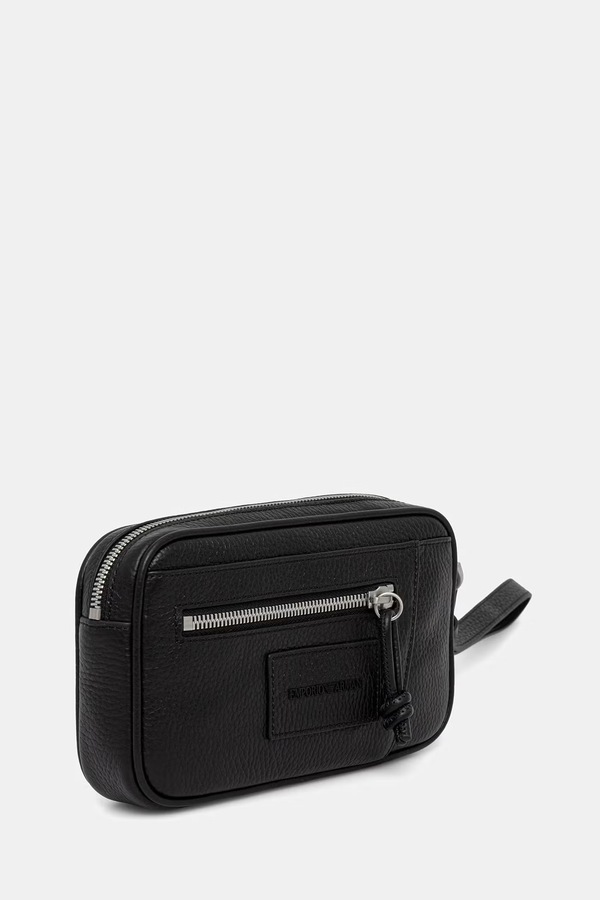 Косметичка чоловіча шкіряна Emporio Armani колір чорний