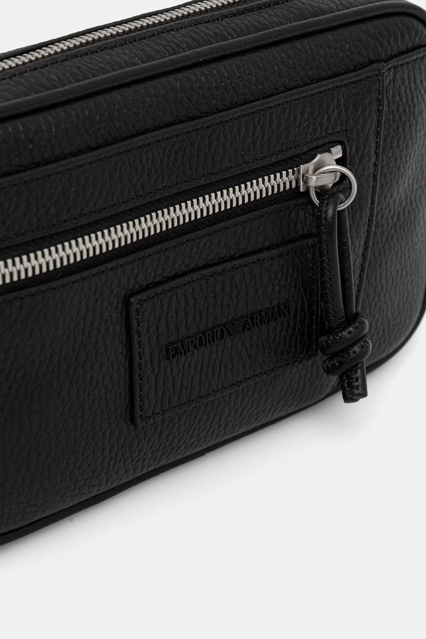Косметичка чоловіча шкіряна Emporio Armani колір чорний фото 4