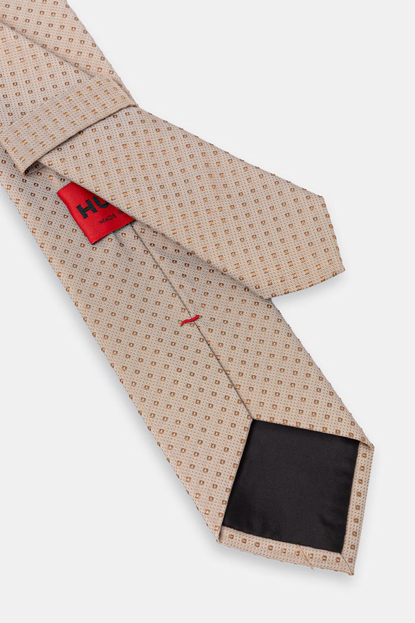 Краватка чоловіча з шовком HUGO Tie cm 6 колір бежевий