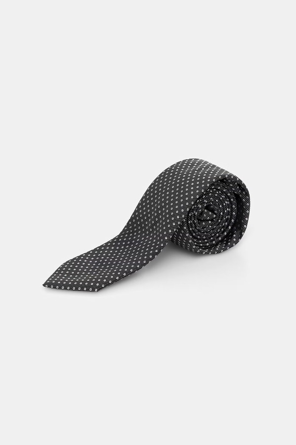 Краватка чоловіча з шовком HUGO Tie cm 6 колір чорний фото 2
