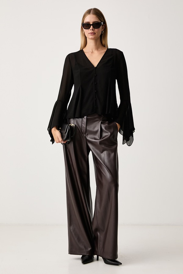 Сорочкова блузка жіноча MICHAEL Michael Kors колір чорний фото 2