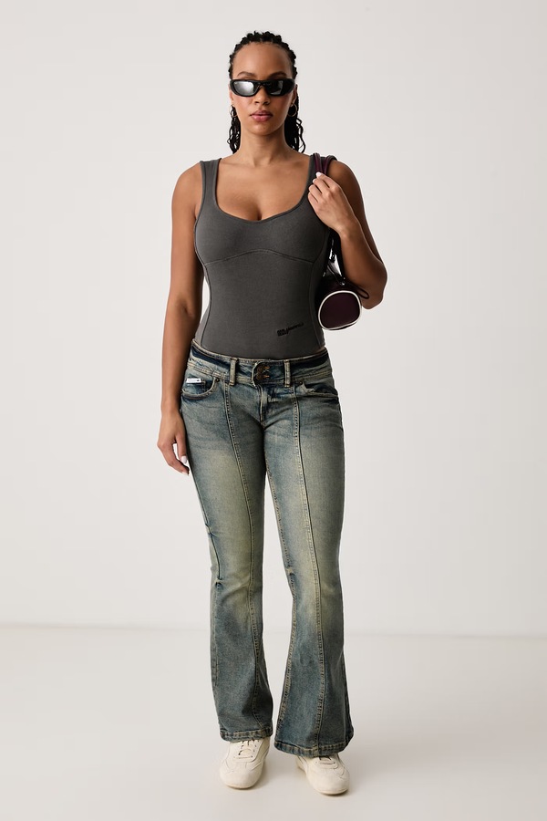 Боді жіноче бавовняне з еластаном Karl Lagerfeld Jeans колір сірий фото 2