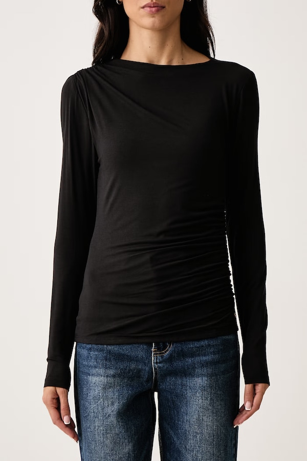 Лонгслів жіночий DKNY колір чорний фото 4